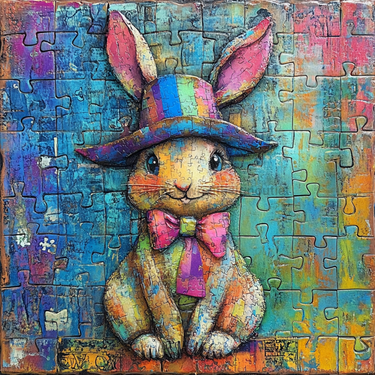 Easter Sign, Bunny in Hat,, DCO-12736, Sign For Wreath, 10x10